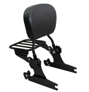Sissy bar avec dosseret couleur Noir avec porte paquet pour Harley Softail - Imagen 1 de 7