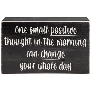 Positive Thought Home Office Desk Wooden Box Sign Decor Inspirational Shelf Wall - Picture 1 of 7