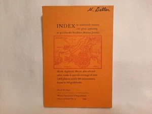 Rare Vintage Academic Text, Index to Nineteenth Century City Plans 1980 Otness - Picture 1 of 6