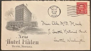 US #554c(single from) on New Hotel Finlen, Butte, Mo 1925 cover *d - Picture 1 of 2