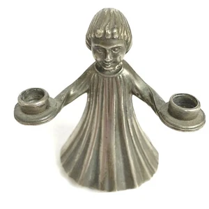 Angel Choir Girl Mini Candle Holder Silver Plated Italy Christmas Vintage Decor - Picture 1 of 5