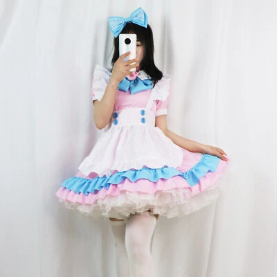 Japan Cute Lolita Bow Dress Maid Amine Uniform Costume Halloween Cosplay Party - Image 1 of 4