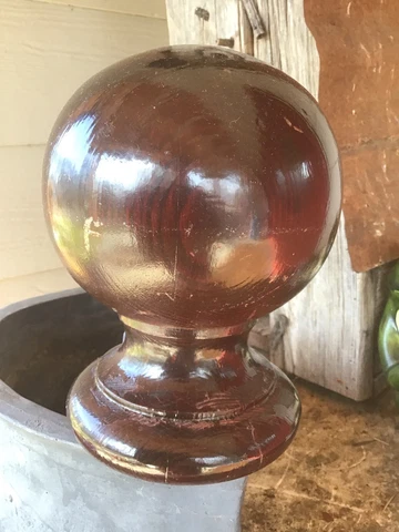 VINTAGE CLASSIC COLONIAL BALL SOLID MAHOGANY STAIN WOOD NEWEL POST FINIAL~7” H Cover