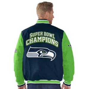 Seattle Seahawks Field Goal Commemorative Mens Jacket - Navy - Picture 1 of 2