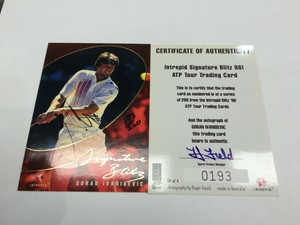 1996 Blitz Australia Tennis Card Signature Card Goran Ivanisevic+Certificate#193
