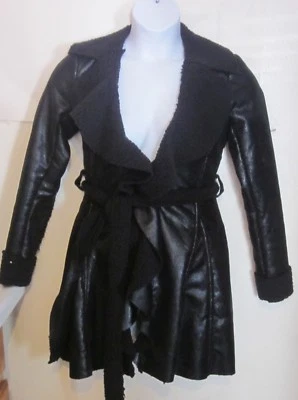 RYU Anthropologie Chaquetón Negro Sherpa Forrado de Vellón Talla Pequeña S Usado en Excelente Condición - ¡SUAVE! J178 Foto 1 de 4