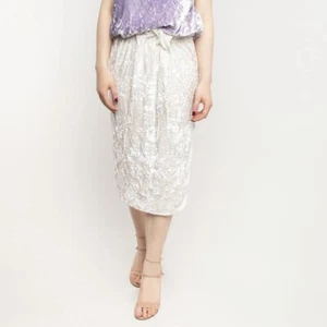 Victoria Beckham Velvet Pleated Tube Midi Skirt Ivory Size UK6 US2 - Picture 1 of 8