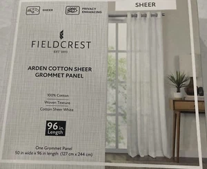 Cortina de panel de ojal transparente de algodón Fieldcrest Arden blanca 50 pulgadas x 96 pulgadas - Imagen 1 de 12