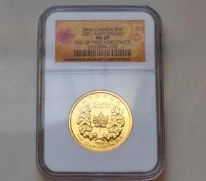 2004 Canada $50 Gold 1 oz. Maple Leaf 25th Anniversary First Strike NGC MS69 - Picture 1 of 2