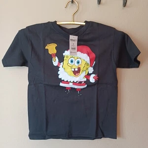 Hybrid Spongebob Boys Black Christmas T-Shirt-8-Short Sleeves - Picture 1 of 4