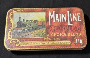 Main Line Tobacco Tin Cut Plug Choice Blend PJ Butler Train Locomotive Vintage - Picture 1 of 5