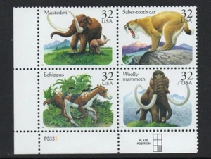 ALLY'S US Plate Block Scott #3077-80 32c Prehist. Animals [4] MNH F/VF [STK] - Picture 1 of 1