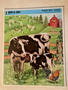 Vintage The Rainbow Works Cow & Calf Frame Tray Puzzle ( 1992 ) 75911-3 - Picture 1 of 3