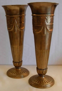 ART NOUVEAU CHRISTOFLE FRANCE PAIR OF GILT  VASES  - Bild 1 von 12