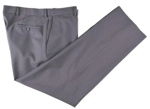 Hugo Boss Parker US Mens Gray Thin Striped Flat Front Wool Dress Pants 38 x 32 - Picture 1 of 6