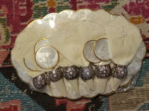 Juego de posavasos de colección manteles individuales Capiz naturales con caparazón de perlas NOS playa elegantes servilleteros anillos - Imagen 1 de 4