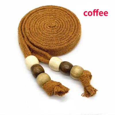 Cuerda de repuesto de cordón de algodón con cuentas de madera para pantalones con capucha cinta de cuerda Foto 1 de 4