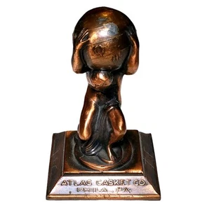 Antique 1920's Atlas Casket Co Philadelphia PA Advertising Statue Paperweight - Picture 1 of 5