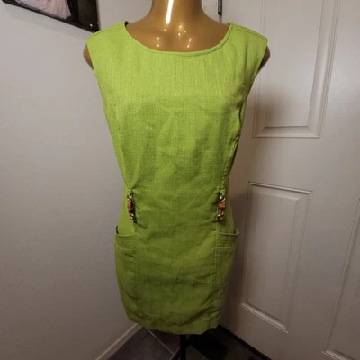 Ellen Tracy Lime Green Tweed Pencil Dress Size 8 - Image 1 of 4