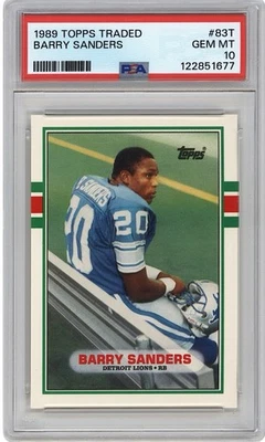 1989 Topps Traded - Barry Sanders #83T (RC) Detroit Lions HOF GEM MINT 10 - Image 1 of 2