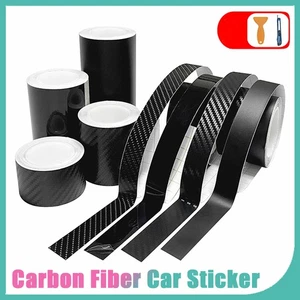 5M Zierstreifen Carbon Schwarz Auto Aufkleber Sticker Tuning Dekorstreifen Scuff - Picture 1 of 61