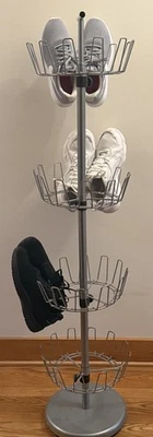Vintage 4-Tier Revolving Shoe Tree Tower Adjustable Height Storage Organizer - Image 1 of 4