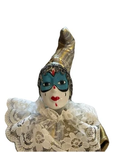 Porzellan Karneval Narr Harlekin Puppe Clown spielt "Schick die Clowns rein" - Bild 1 von 7