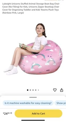 Stuffed Animal Storage Bean Bag, Unicorn Bean Bag  - Image 1 of 4