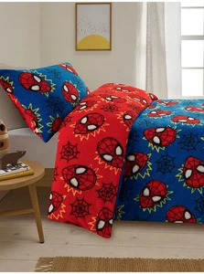 Spideman Teddy Fleece Duvet Cover Bed Set Bedding Set 135cm X 200cm Red Blue - Picture 1 of 3
