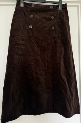 Pure Collection Chocolate Needlecord A-Line Maxi Skirt Size 10 BNWT Button Detai - Image 1 of 4
