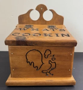 Vintage Rezeptbox aus Holz rustikal mit Klappdeckel Landhaus Grannycore - Bild 1 von 18