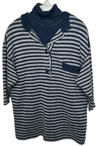 Vintage Franne Knit Sweater Set Sz S Henley W/ Sleeveless Turtleneck Shell USA - Picture 1 of 6