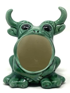 Selten Vintage grün Keramik Stier Frosch Schwamm Halter Seife Schwamm Halter - Bild 1 von 12