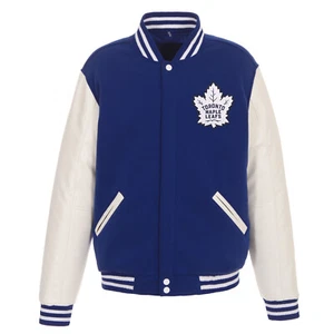 NHL Toronto Maple Leafs Reversible Fleece Jacket PVC Sleeves 2 Front Patch Logos - Picture 1 of 5