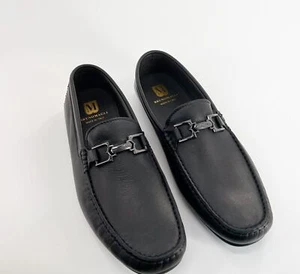 M By Bruno Magli Xavier Black Leather Driver Moccasin Shoes 12 US 45 EU $395 - Picture 1 of 4