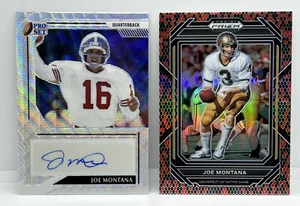 Joe Montana 2021 Leaf Silver Prismatic Auto # /40 + 2023 Prizm Draft Snakeskin - Picture 1 of 4