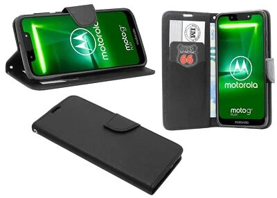 COFI1453® Motorola Moto G7 Play // Klapp Tasche Hülle Buchtasche Zubehör Schutz Schwarz