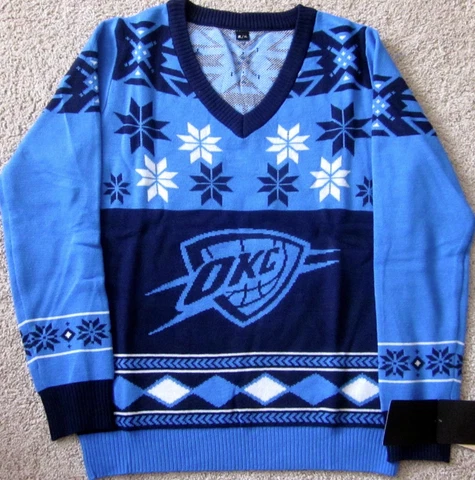 OKLAHOMA CITY THUNDER NBA LADIES UGLY CHRISTMAS SWEATER NEW LADIES X-LARGE Cover