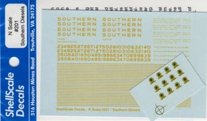 N201 Southern Locomotive DECALS ShellScale Decals - Picture 1 of 3