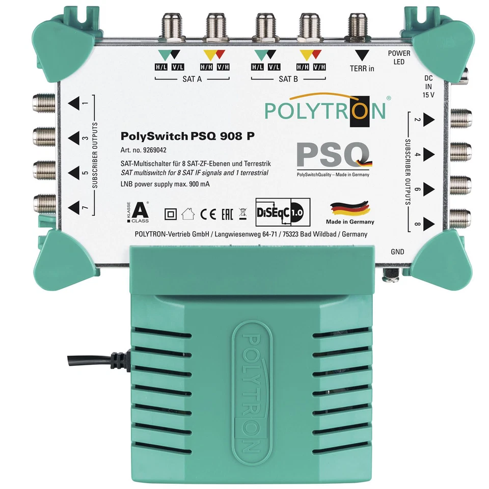 Polytron 9 - 8 SAT Multischalter 8 Teilnehmer,Full HDTV 3D 4K UHD mit Netzteil - Bild 1 von 1