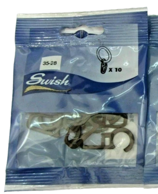 10 Clip Clips Ganci x anelli tenda in plastica resistente vari colori Swish