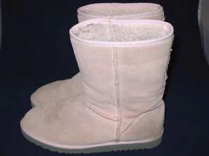 Women's AIRWALK Pink Mid-Calf Faux Shearling Lined Boots Size 9.5 Leather Suede - Picture 1 of 8