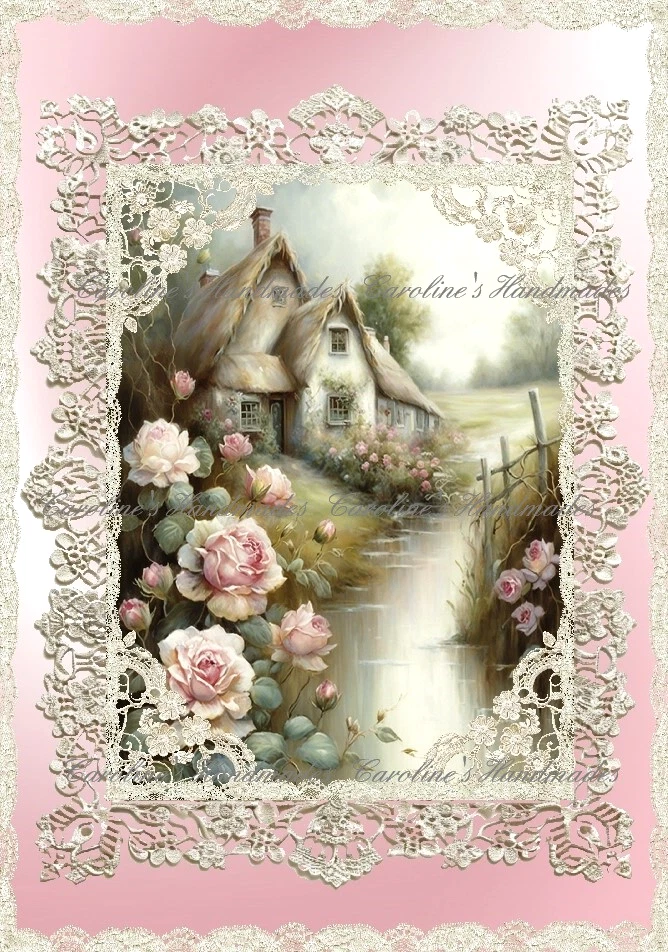 Shabby Chic Rose Garden Cottage Designer Cotton Fabric Quilt Block Multi-size - Image 1 of 1