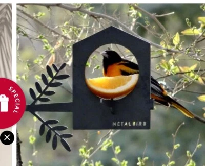 *PRESENTE* ALIMENTADOR DE PÁSSAROS DE METAL PÁSSARO METAL Escultura de Quintal de Árvore Silhueta Arte NOVO W24 - Imagem 1 de 4