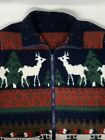 Vintage 1980/90s Reindeer Christmas Full Zip Fleece Jacket (XL)