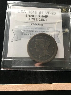 1848   USA, Large One Cent..Braided Hair; - Image 1 of 4