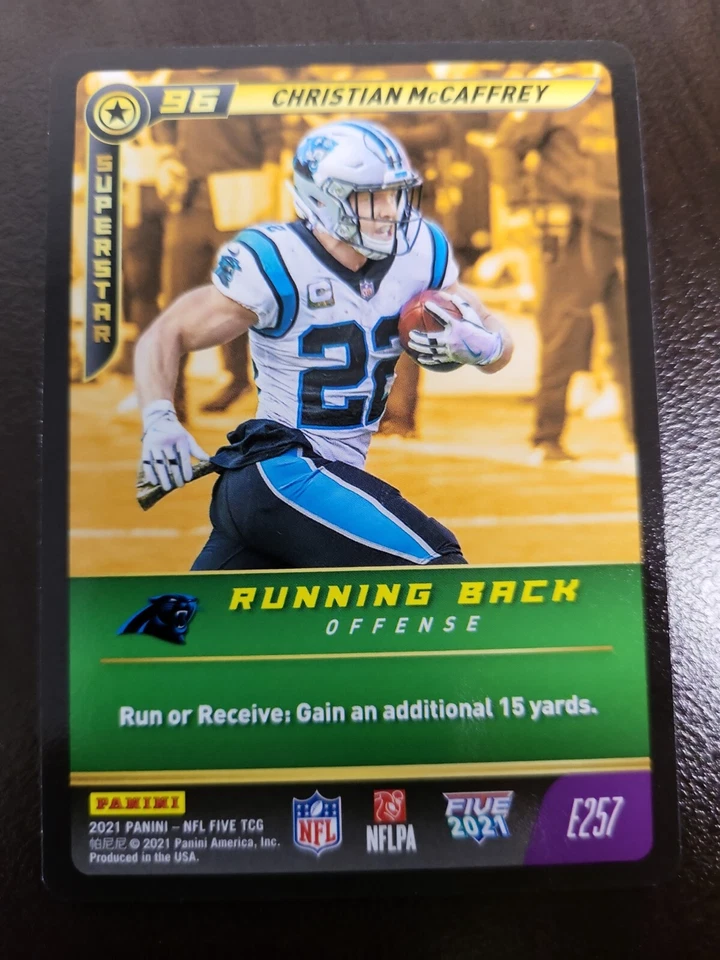 2021 NFL Five Christian McCaffrey SUPERSTAR EPIC card #E257 - Image 1 of 2