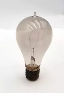 Carbon Filament 116V Hairpin Edison Light Bulb LABEL Brass Base Museum Piece - Picture 1 of 17