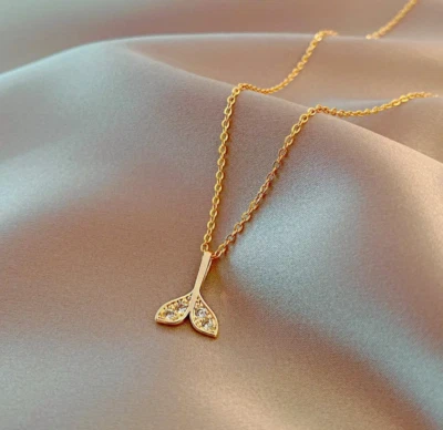 Halskette Flosse Meerjungfrau Damenkette Frauenkette Fantasy Meer Welle Geschenk - Bild 1 von 4