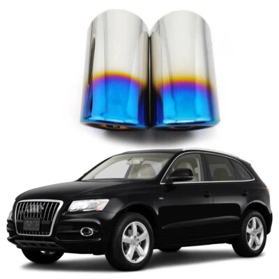 2 x Tubo de escape azul titanio silenciador tubo de escape punta para Audi Q5 2009-2012 Foto 1 de 4